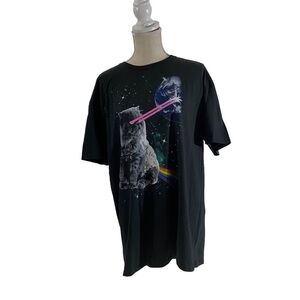 Walnut & 39th Black Universe Graphic Kitty Laser Earth Poop Rainbow Sz XL NWT
